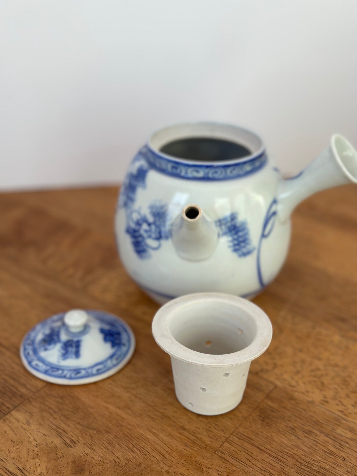 Vintage Japanese Blue & White Teapot