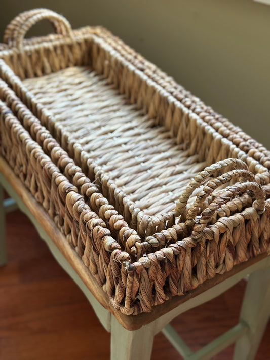Hyacinth Basket Tray With Handles (3 sizes)