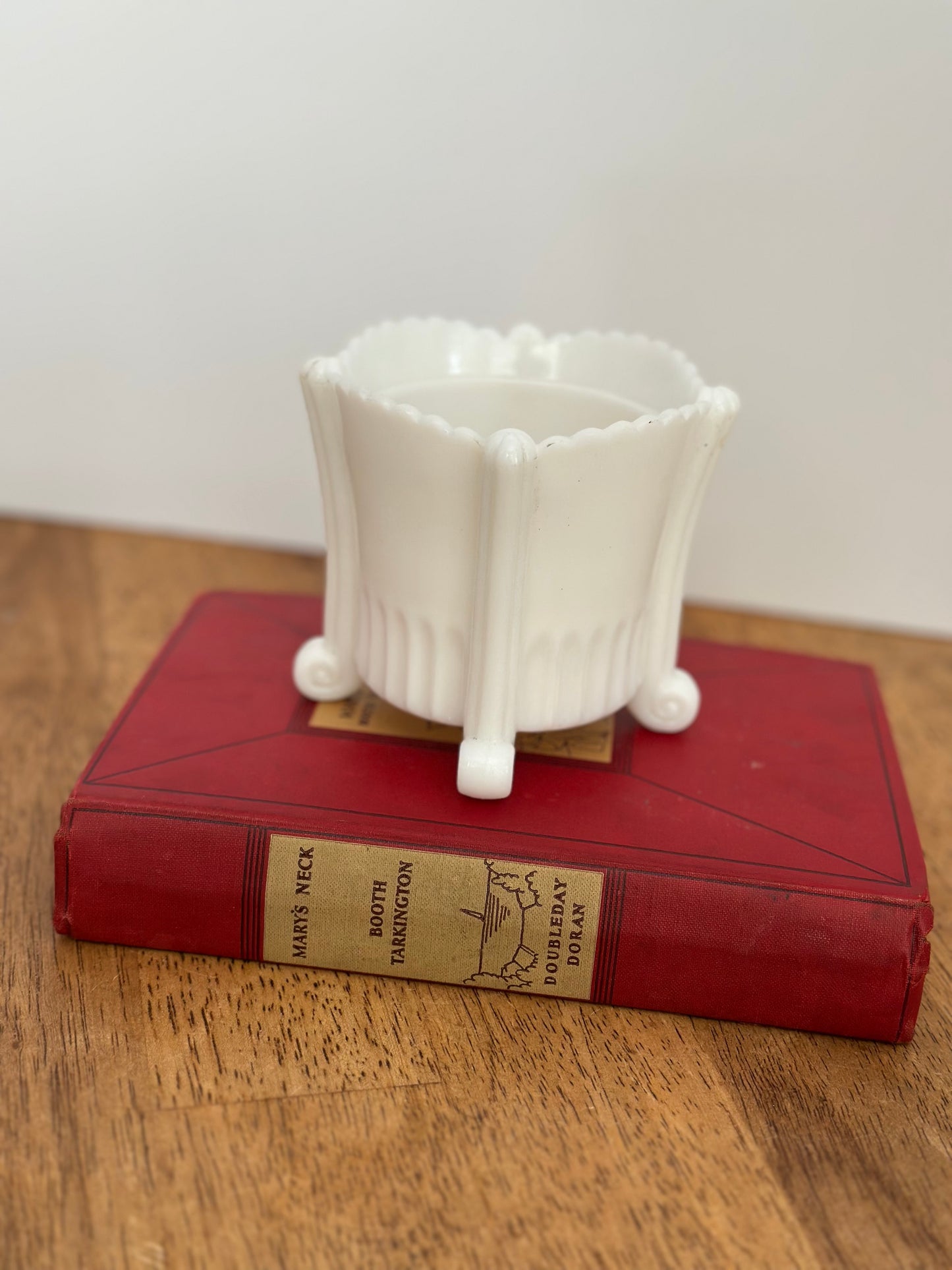 Vintage Milk Glass Footed Sugar Bowl