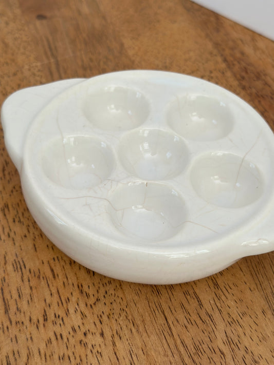 Ceramic White Escargot Dish