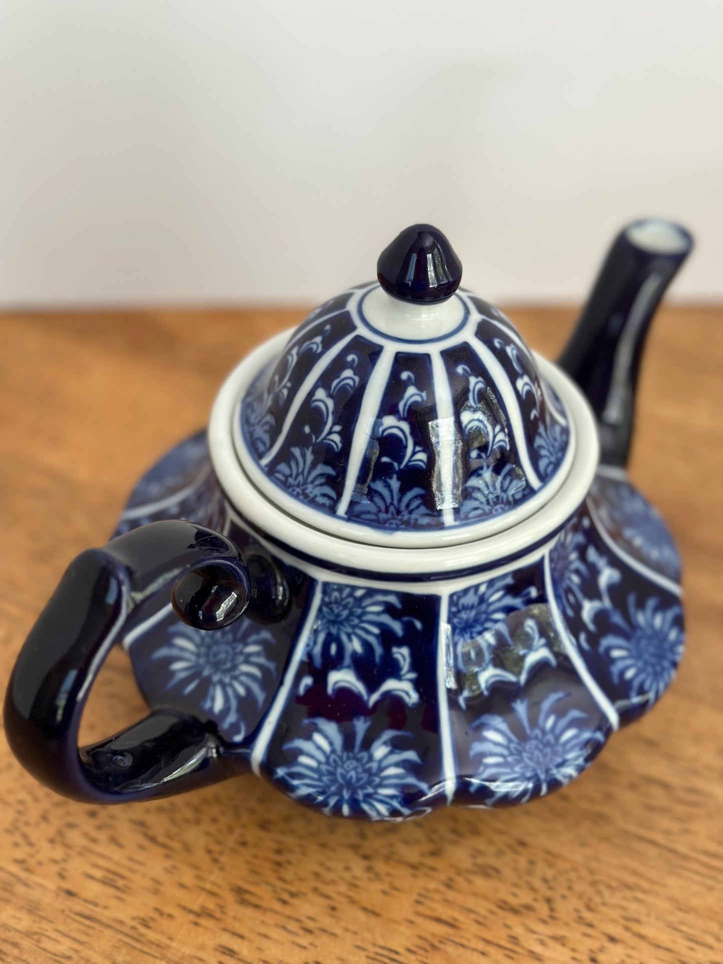 Bombay Company Cobalt Blue & White Floral Teapot