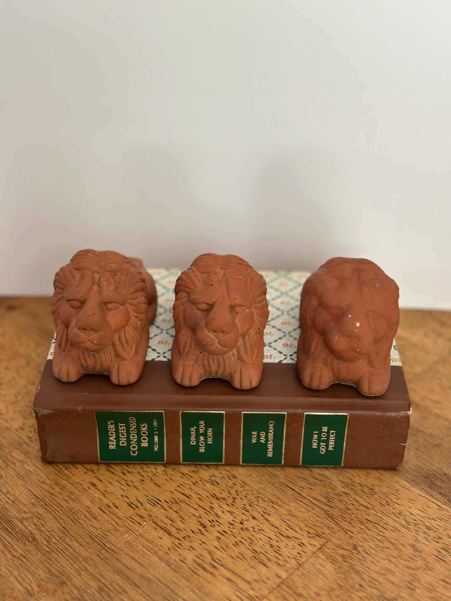 Terra-Cotta Lion Statues Set (3)