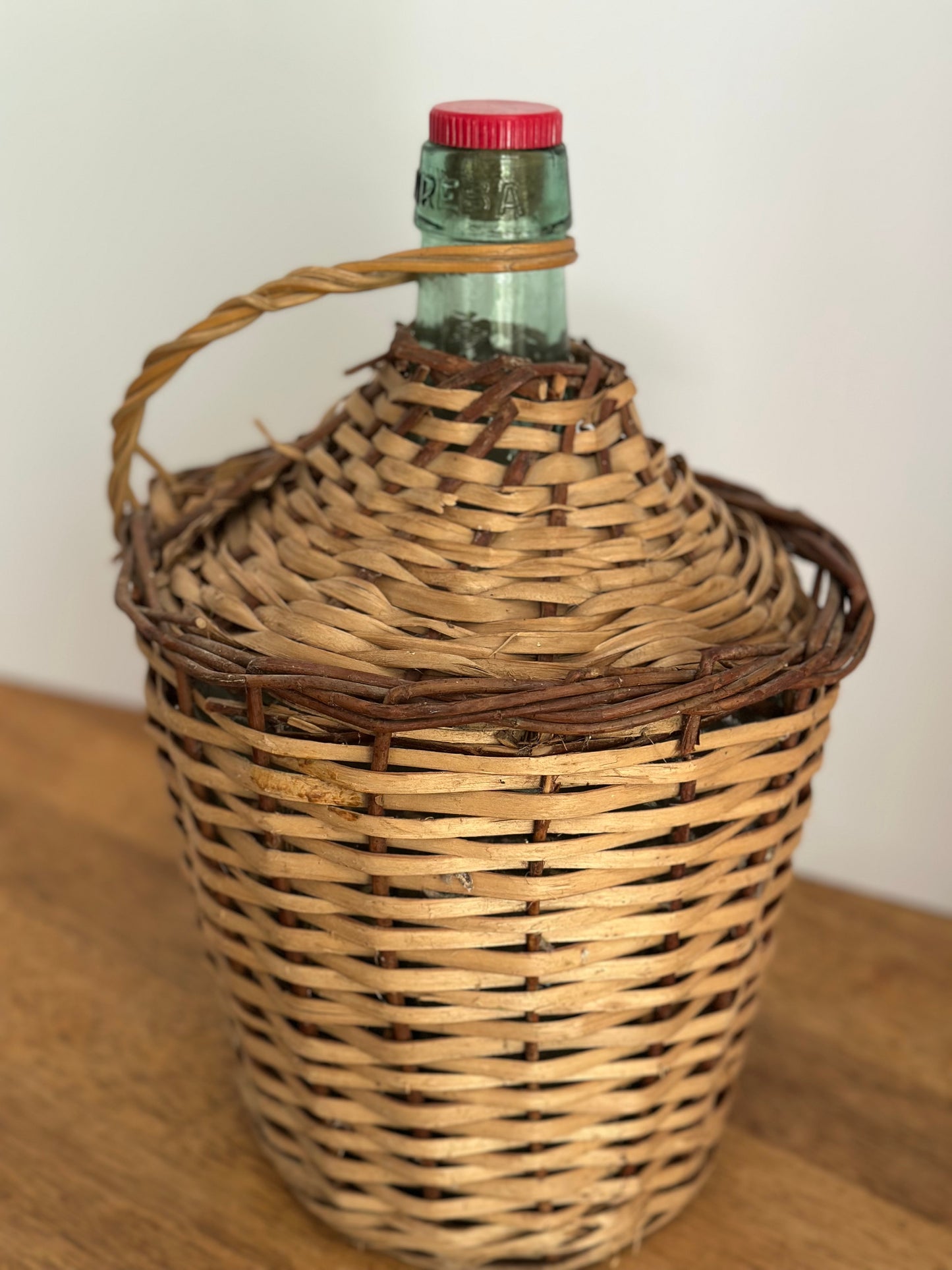 Vintage Wicker Wrapped Demijohn Bottle