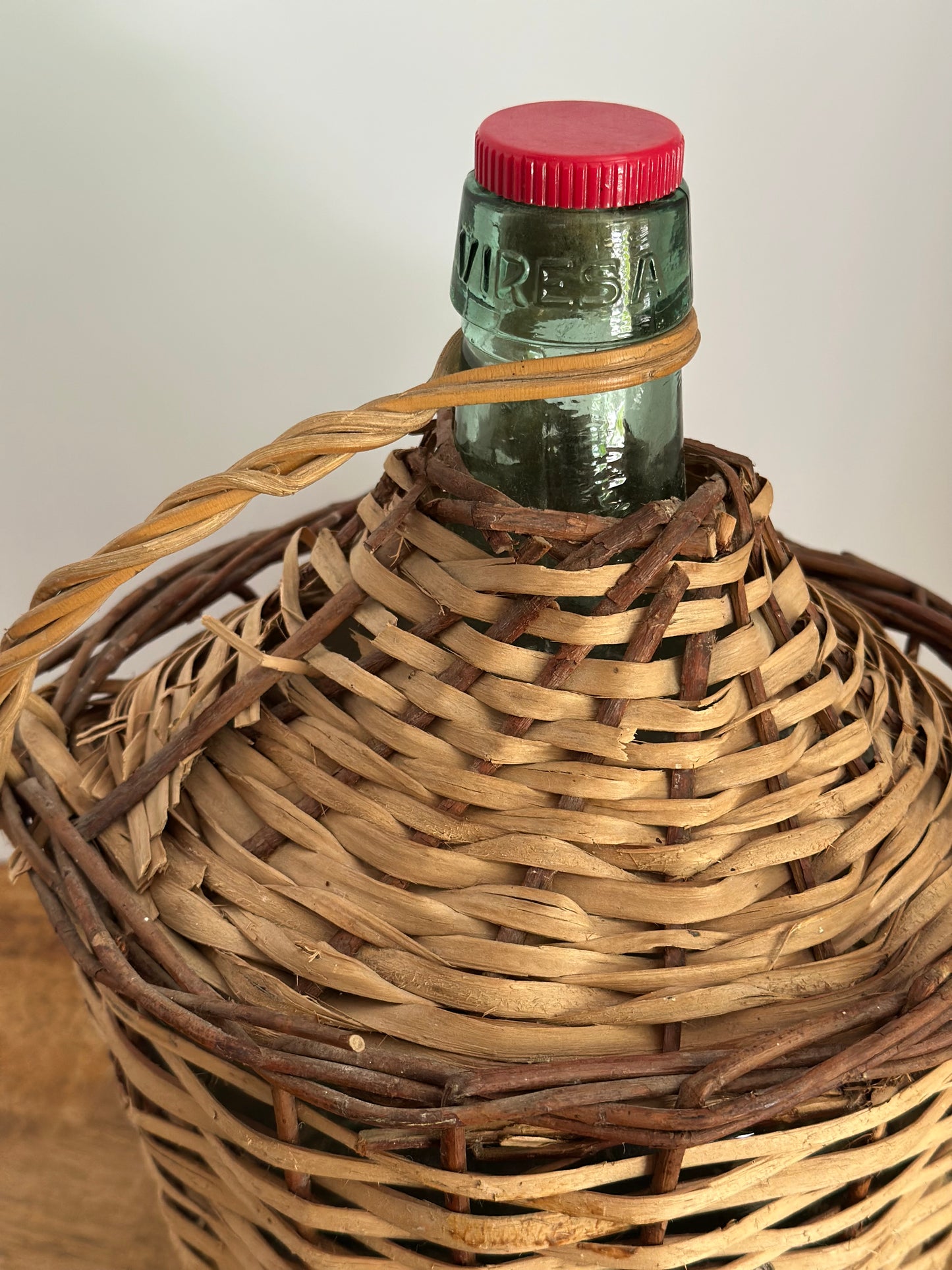 Vintage Wicker Wrapped Demijohn Bottle
