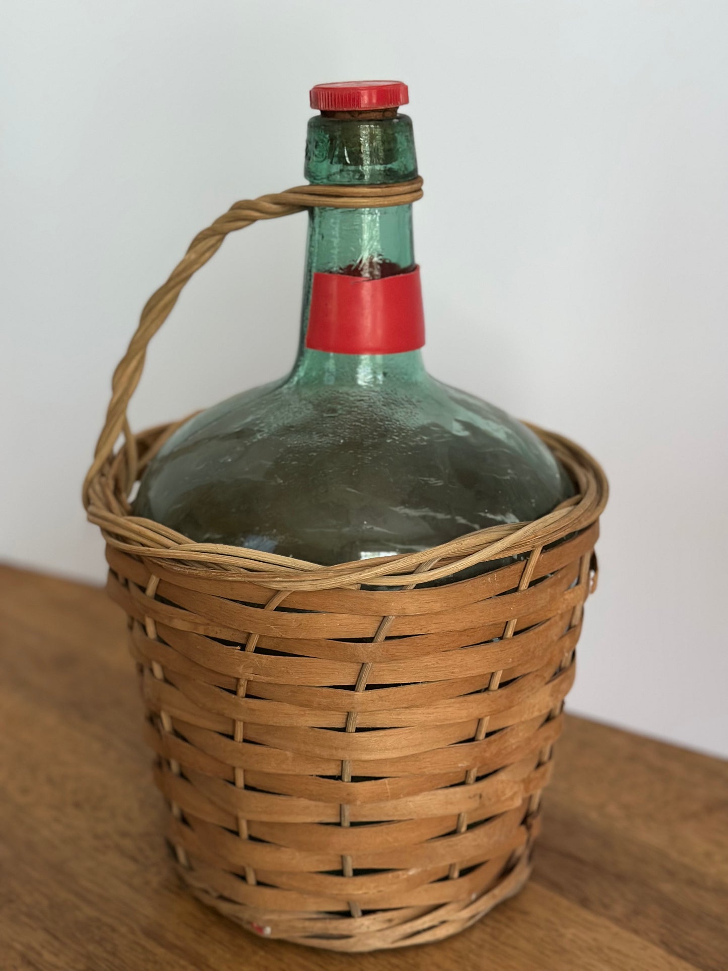 Vintage Wicker Wrapped Demijohn Bottle