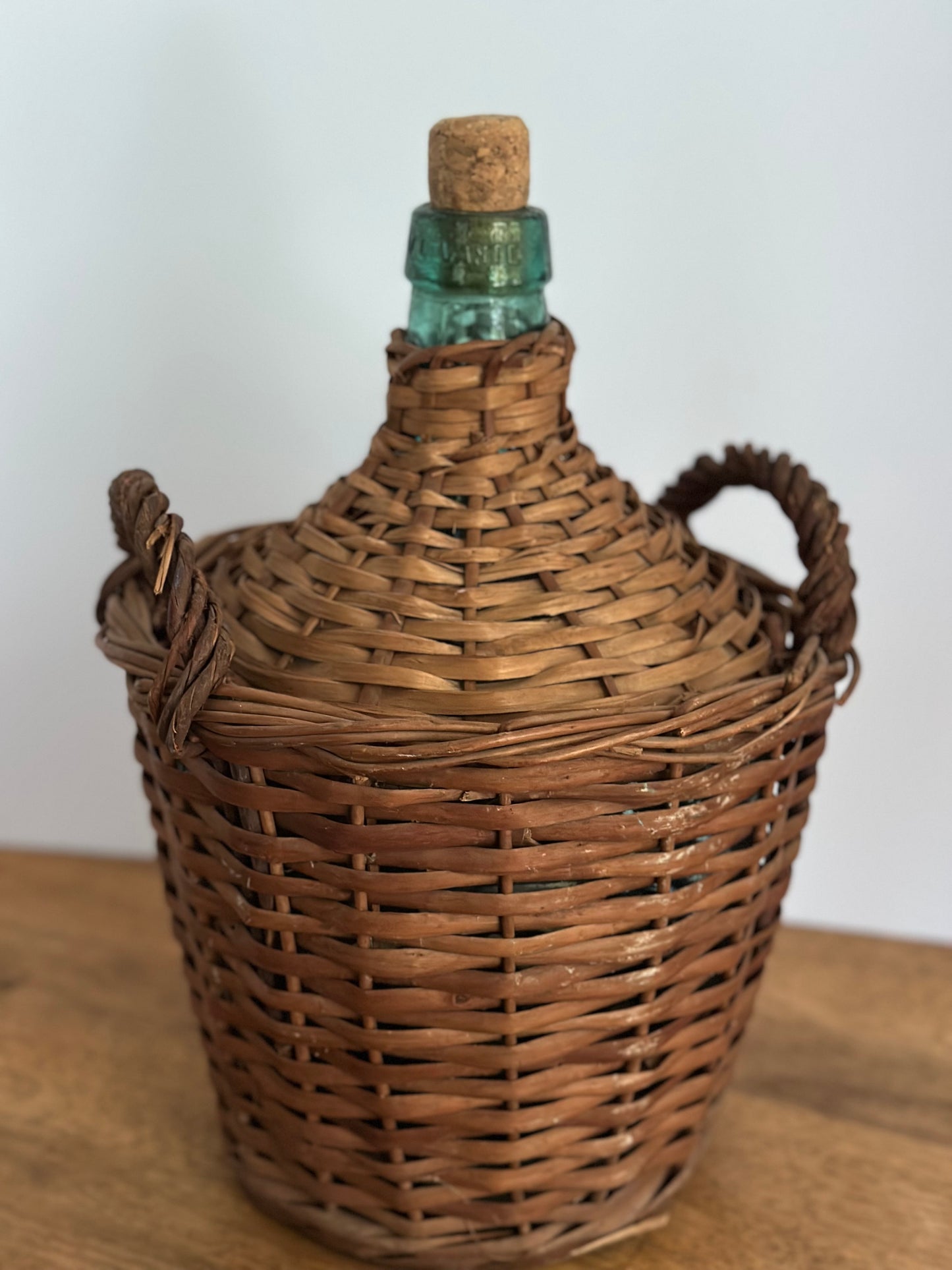 Vintage Wicker Wrapped Demijohn Bottle