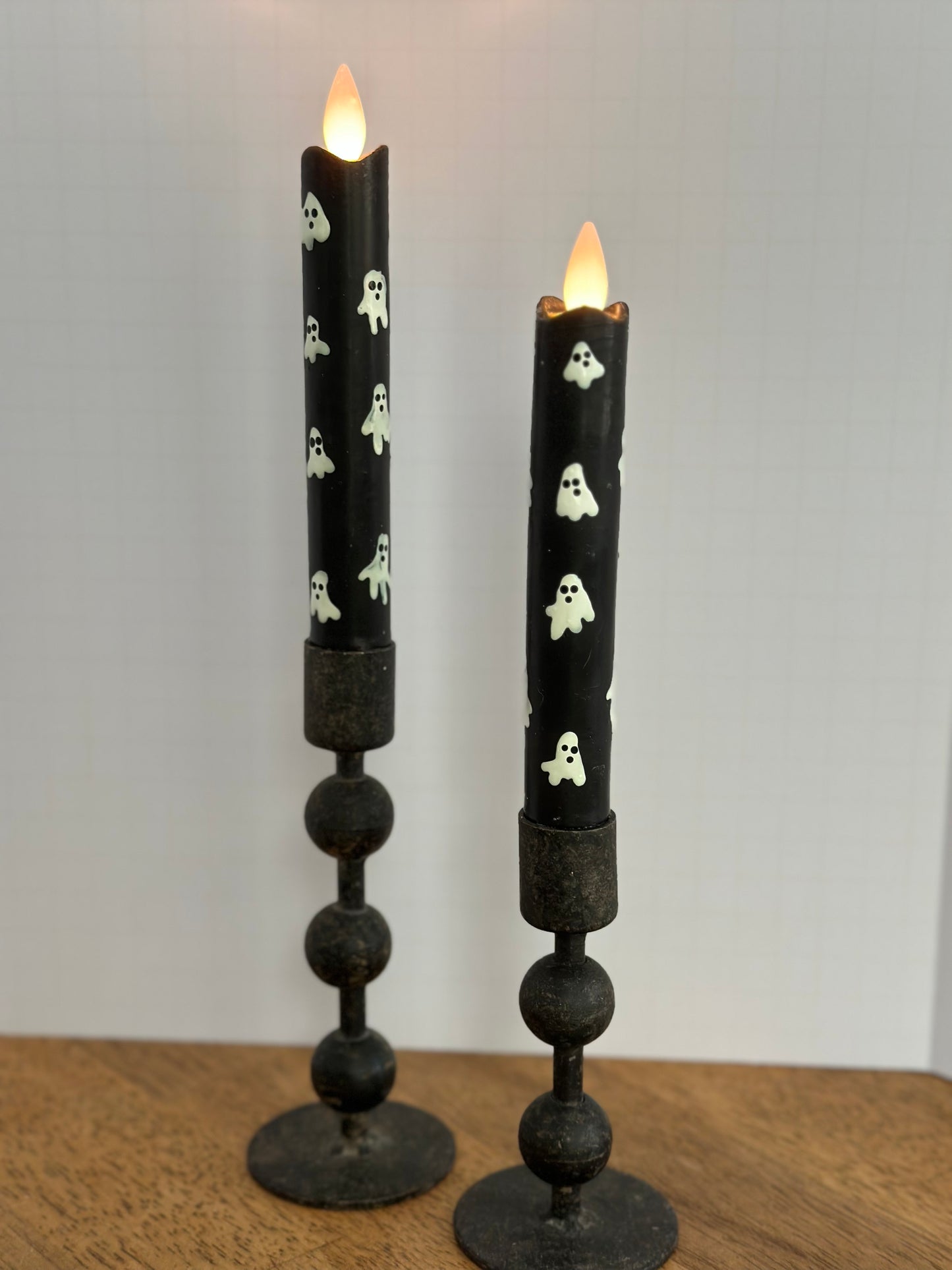 6 1/2" Black Ghost Moving Flame Candle Set (2)