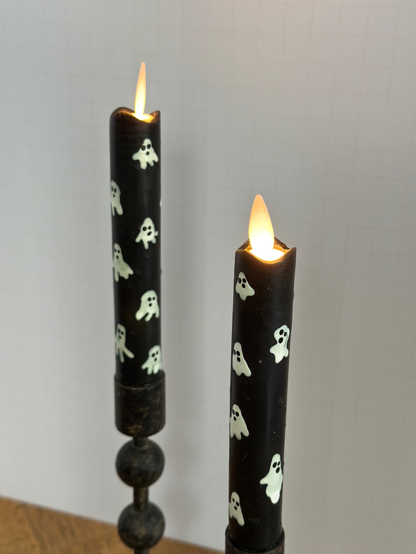 6 1/2" Black Ghost Moving Flame Candle Set (2)