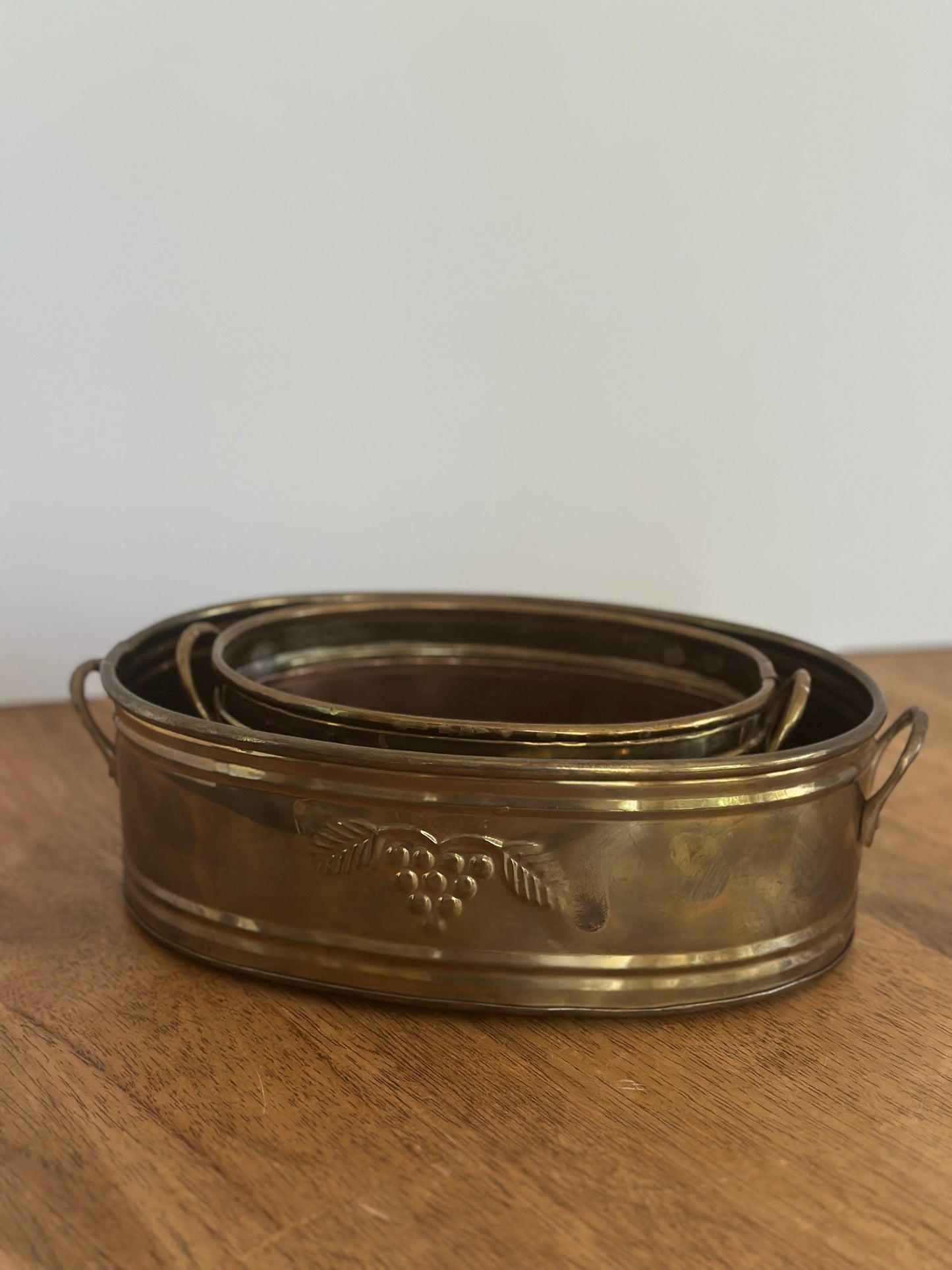 Set 2 Brass Oval Planters