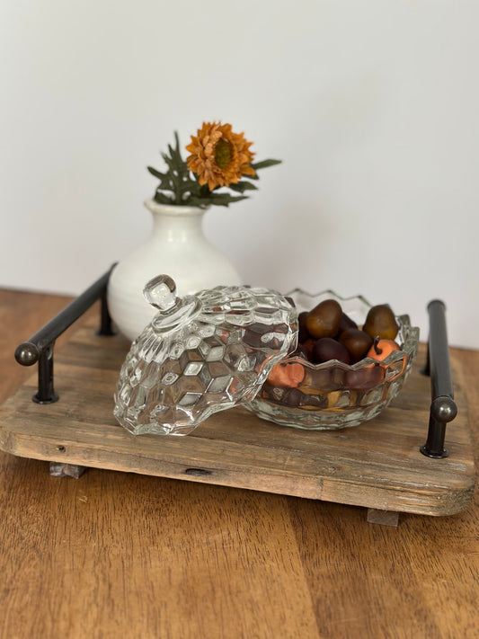 Reclaimed wood tray with handles