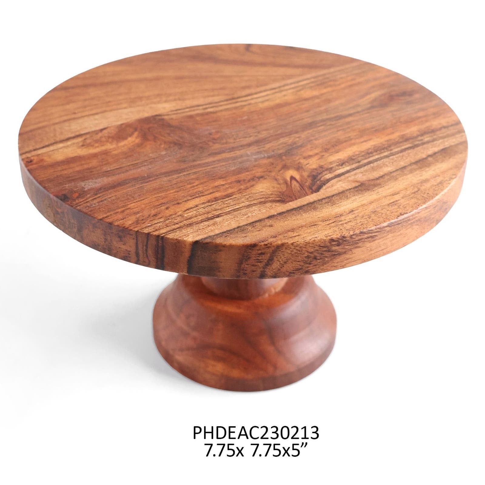 Elegant wooden cake stand small, crafted with a smooth olive oil finish. Ideal for showcasing cakes, pastries, and desserts in style.