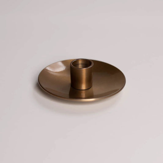 Antique Candle Co taper candle stand with a gold bronze finish, crafted from quality casted metal. A simple yet elegant holder for standard taper candles.