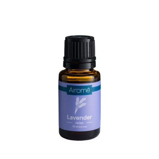 Lavender essential oil in a 15ml amber glass bottle with a black cap, labeled for relaxation. Ideal for aromatherapy and home fragrance use.