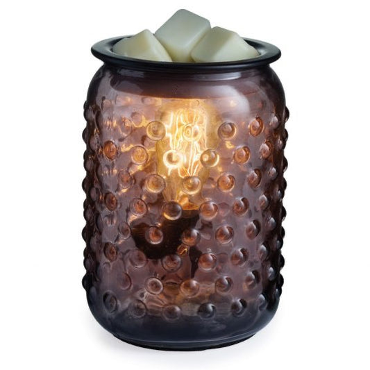 Smokey Hobnail Vintage Bulb Illumination Fragrance Warmer with textured glass design, warming wax melts with a soft glow.