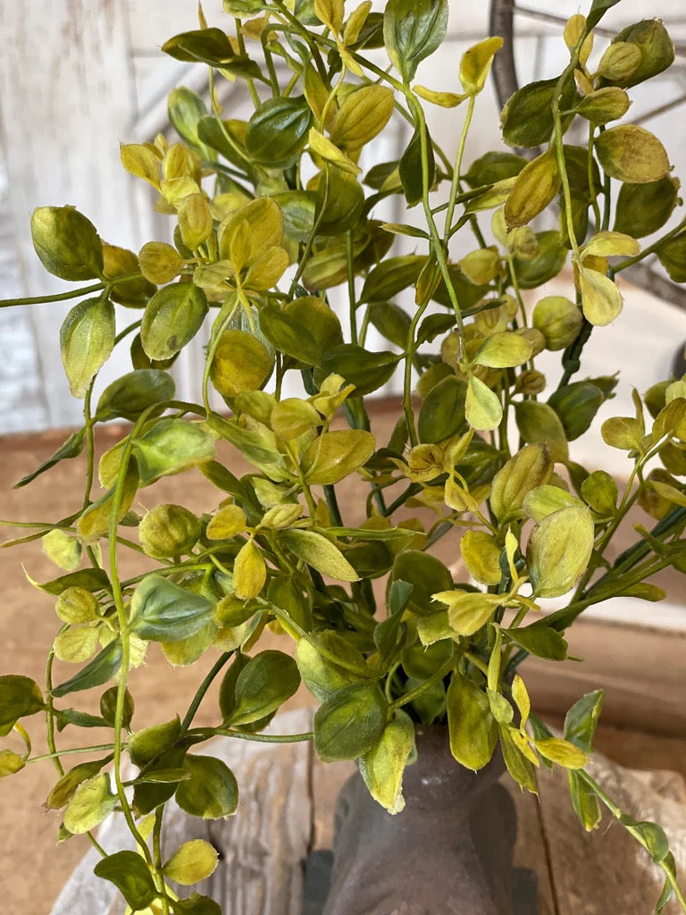 Close-up of the Bog Pimpernel Half Sphere - 12" artificial plant showcasing lifelike green leaves, ideal for home and garden decoration.