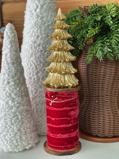 Red Velvet Frayed Spool