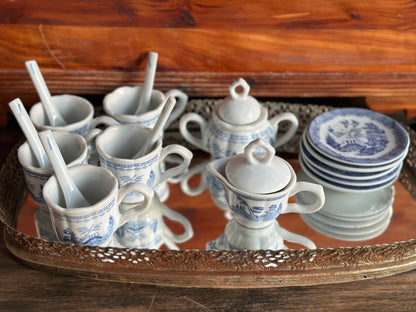 Mini Blue and White Porcelain Tea Set