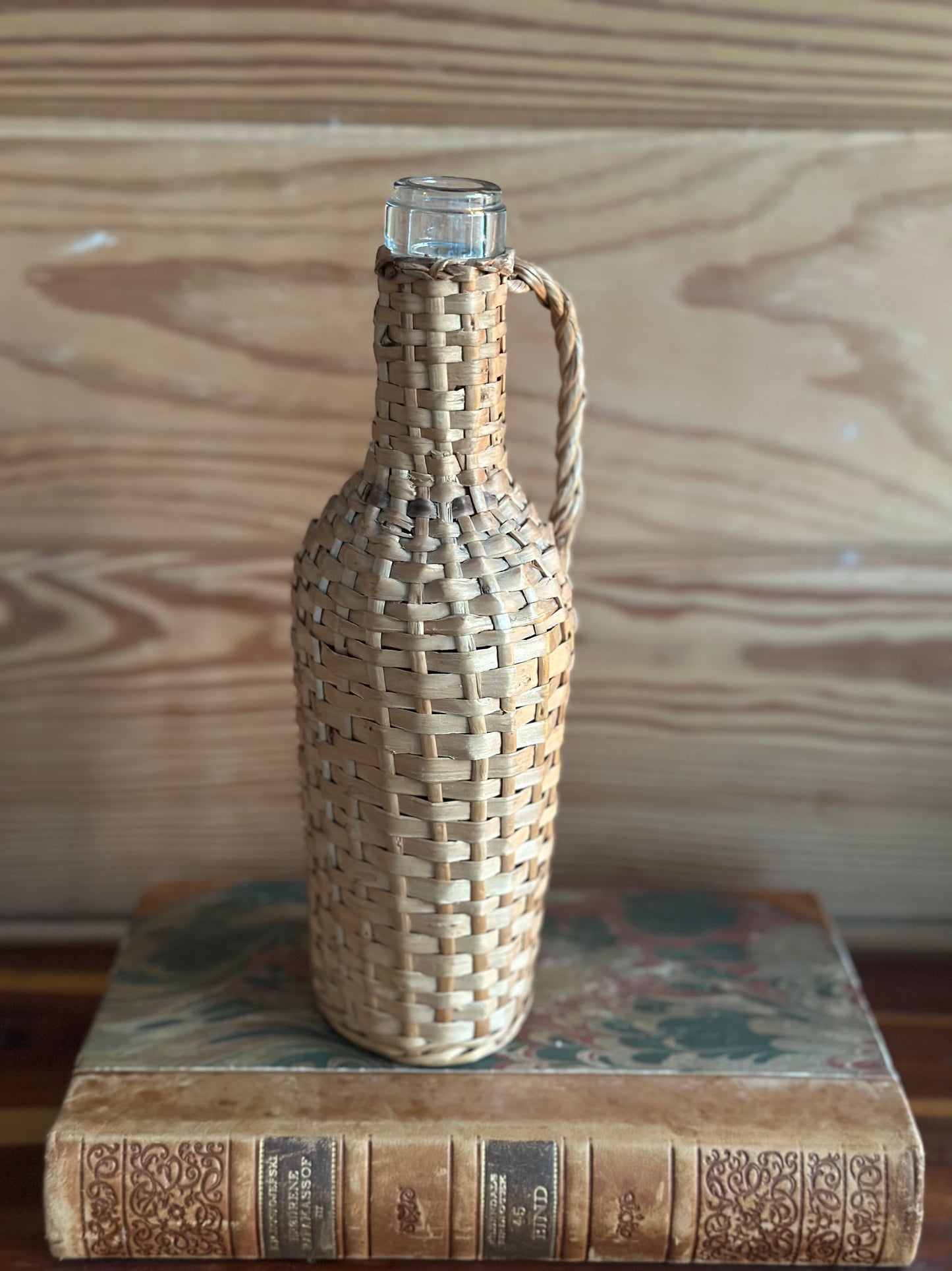 Vintage Wicker Wrapped Bottle (Short)