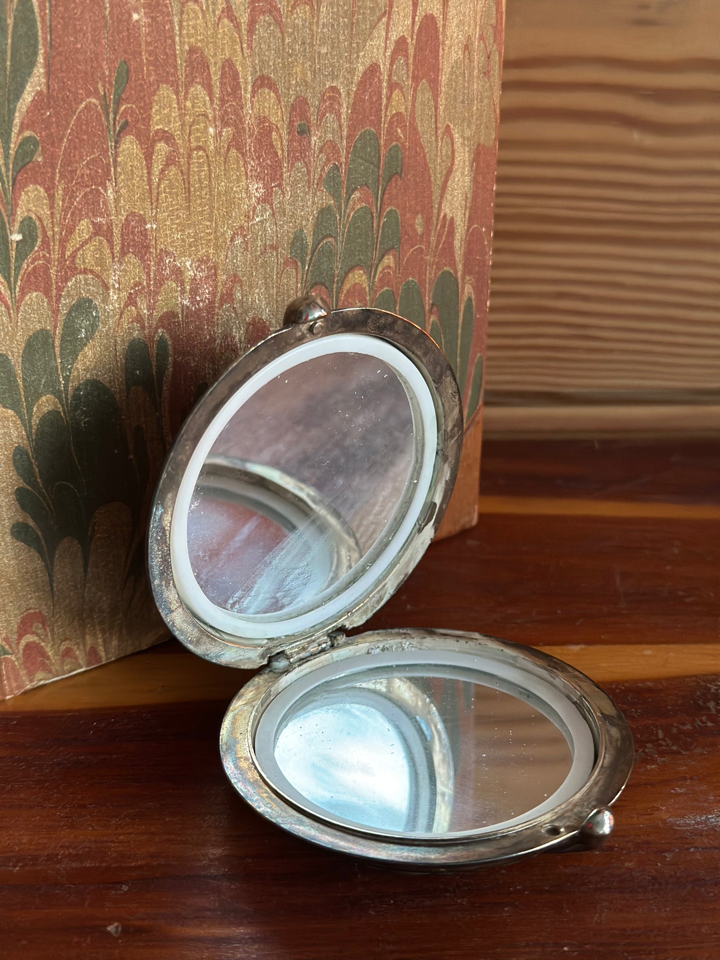 Vintage Silver Compact Mirror