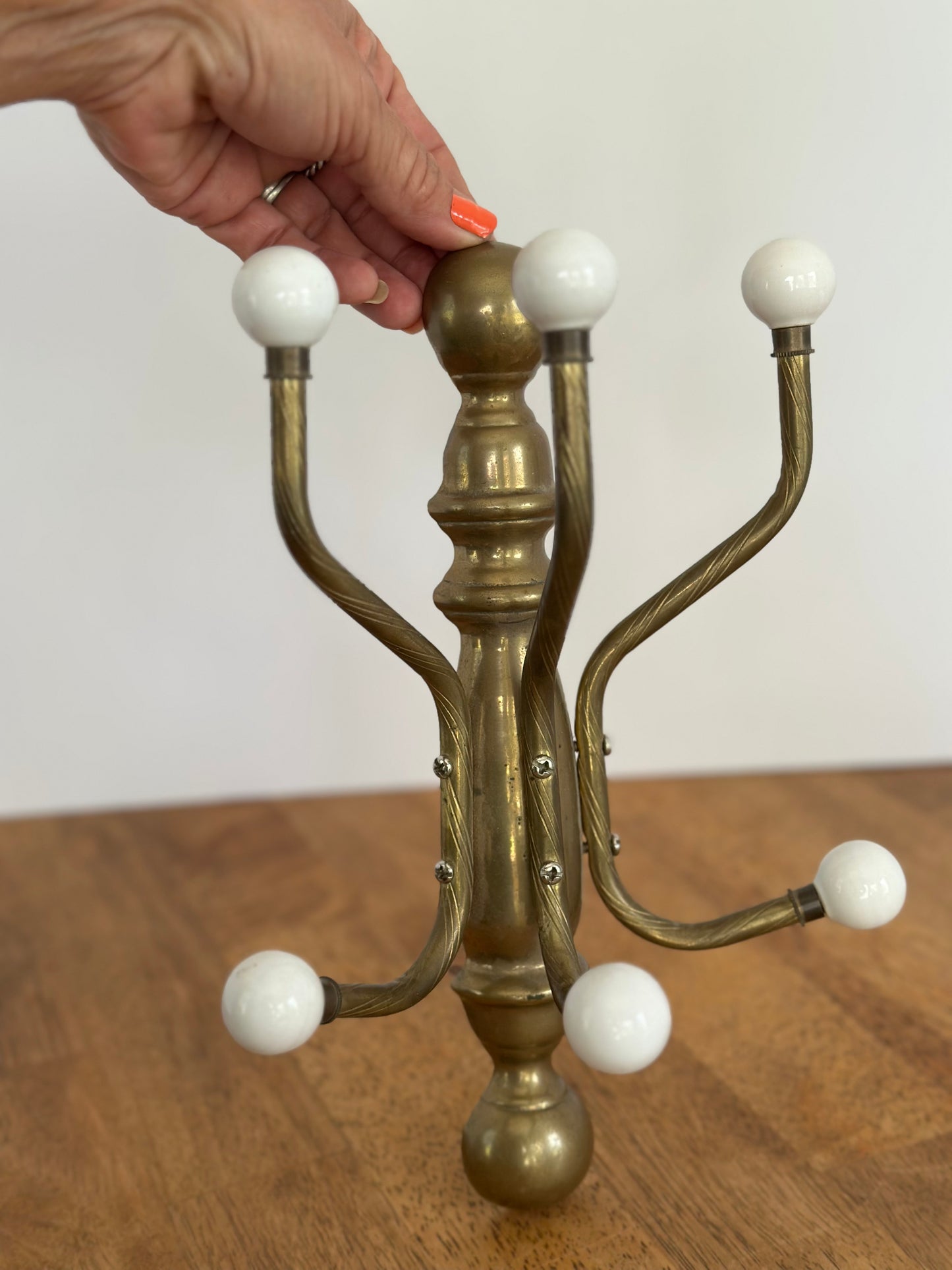 Vintage Brass Wall Mount Coat/Hat Rack