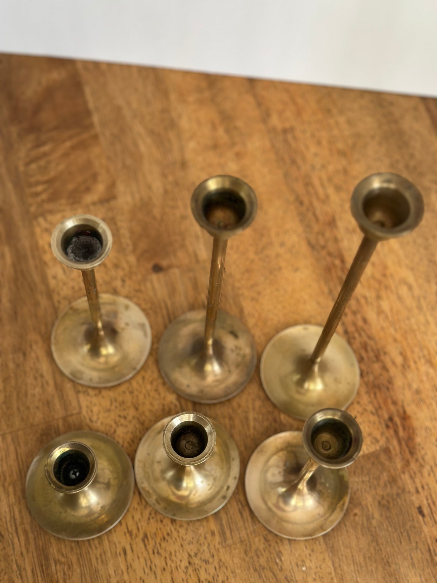 Vintage Brass Candle Holder Set (6)