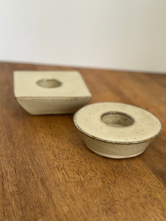 Stoneware Candle Holders (2)