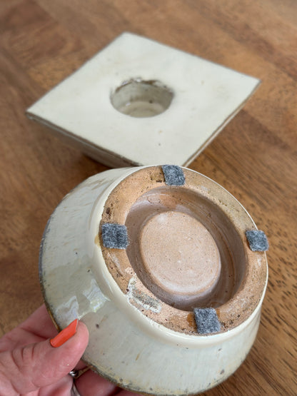 Stoneware Candle Holders (2)