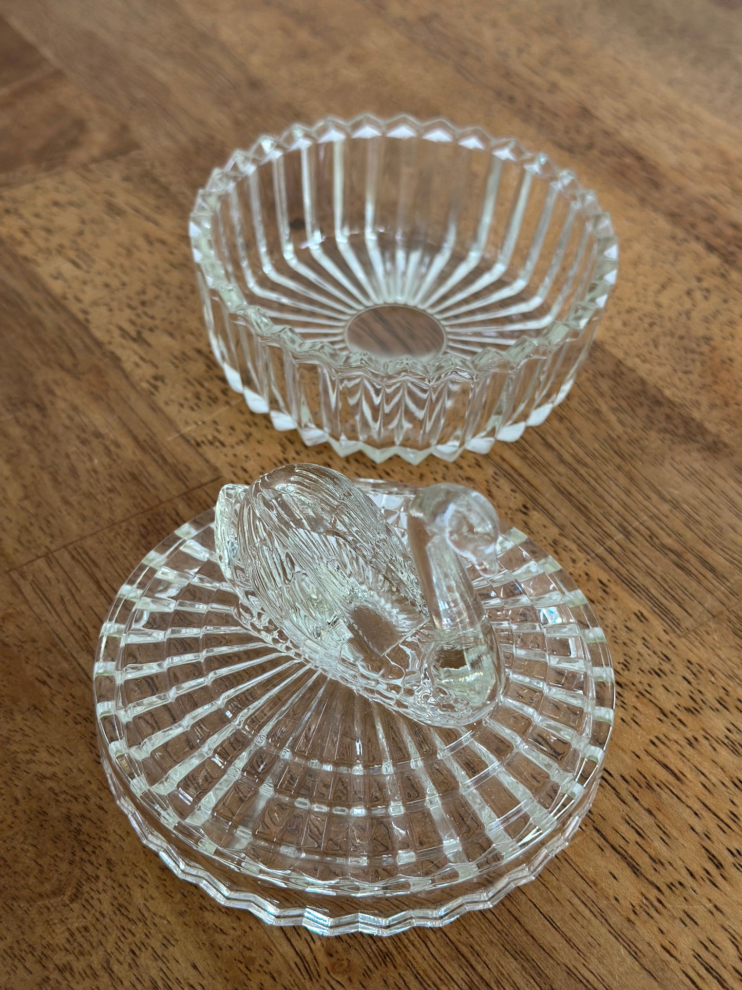 Vintage Glass Swan Lipstick Holder Trinket Dish