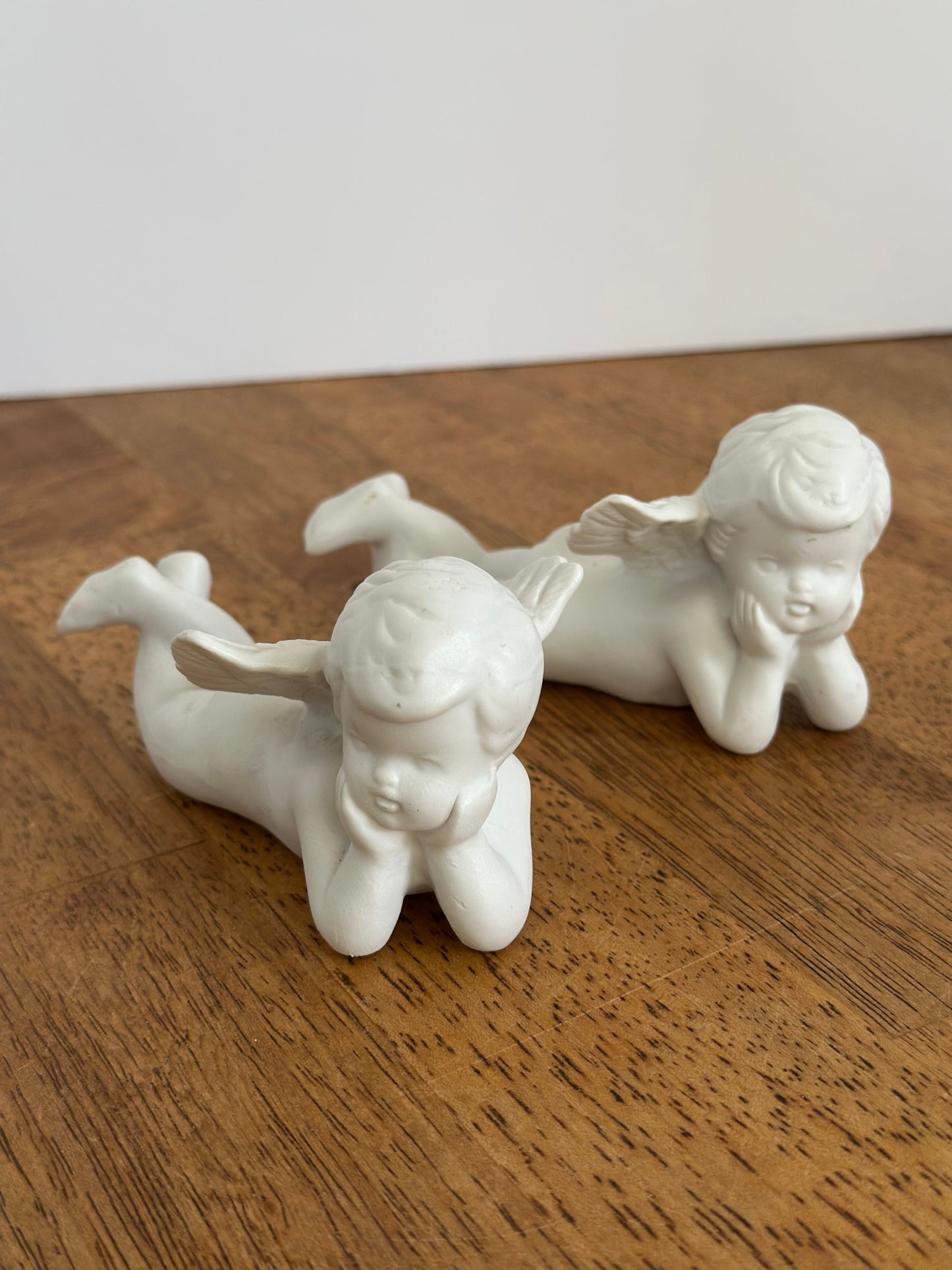 Bisque Porcelain Cherub Angel Set (2)