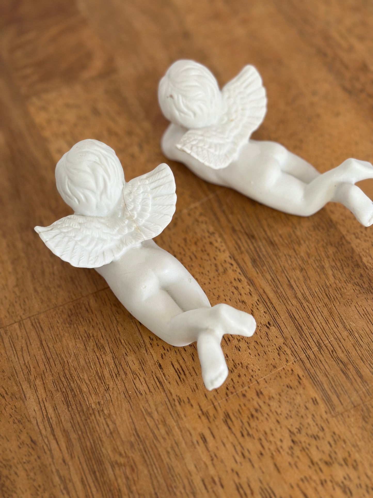 Bisque Porcelain Cherub Angel Set (2)