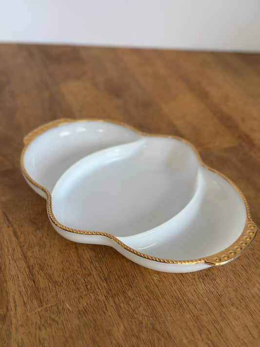 Vintage Fire-King Milk Glass Relish Tray