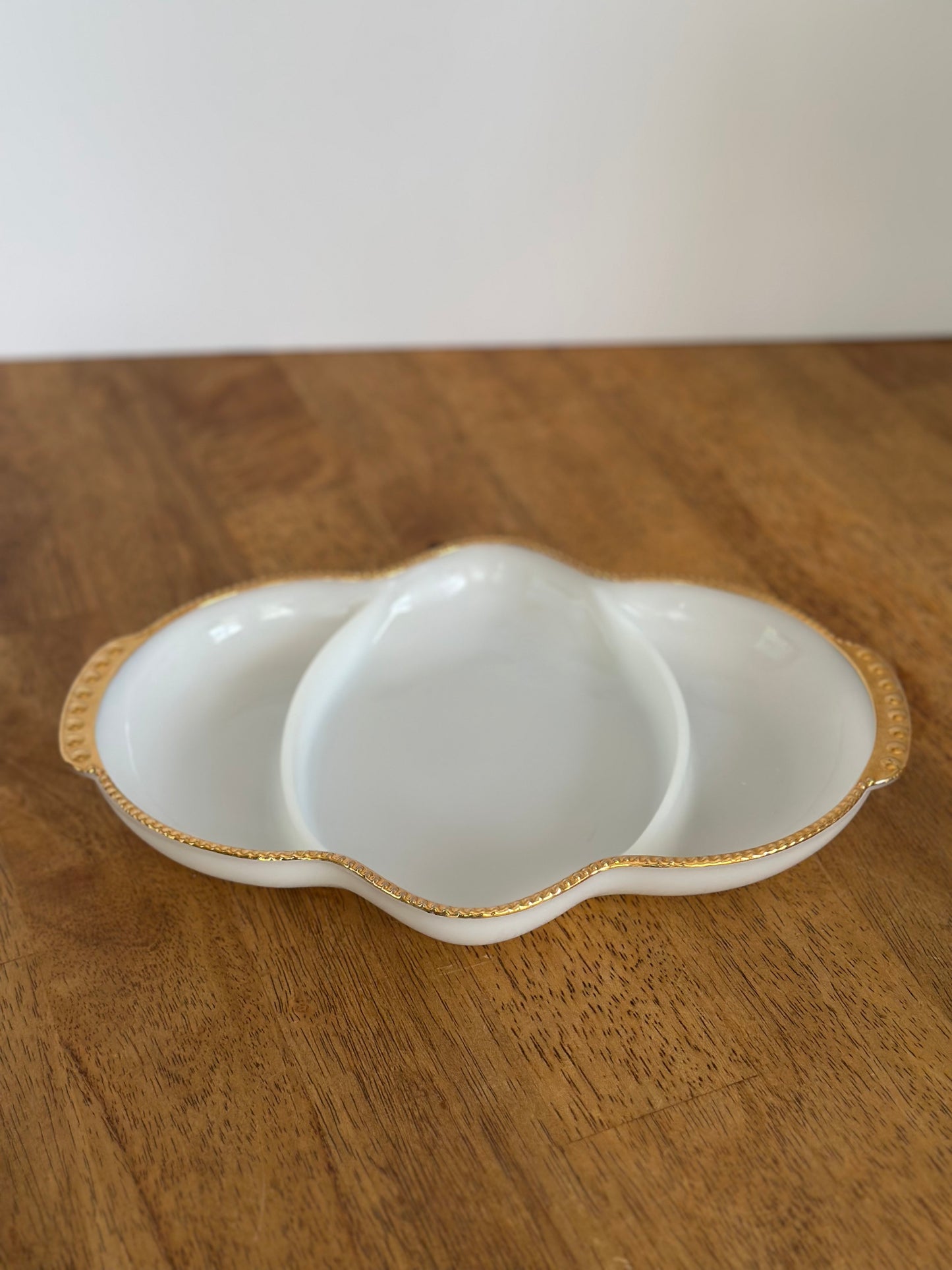 Vintage Fire-King Milk Glass Relish Tray