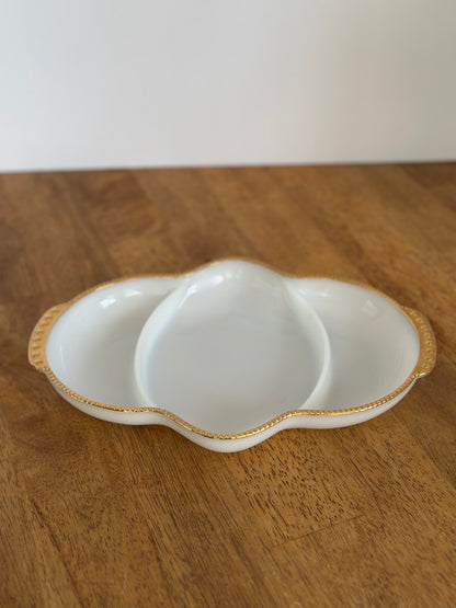 Vintage Fire-King Milk Glass Relish Tray