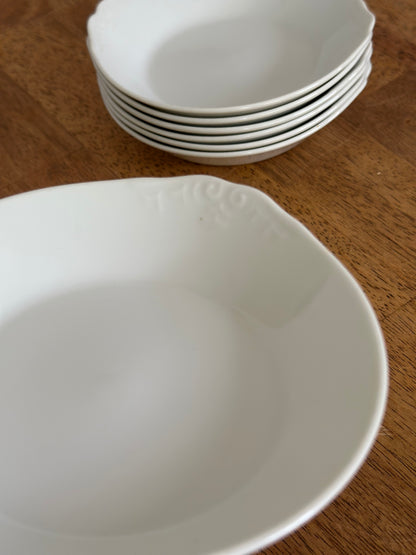 7 pc White Ceramic Bowl Set