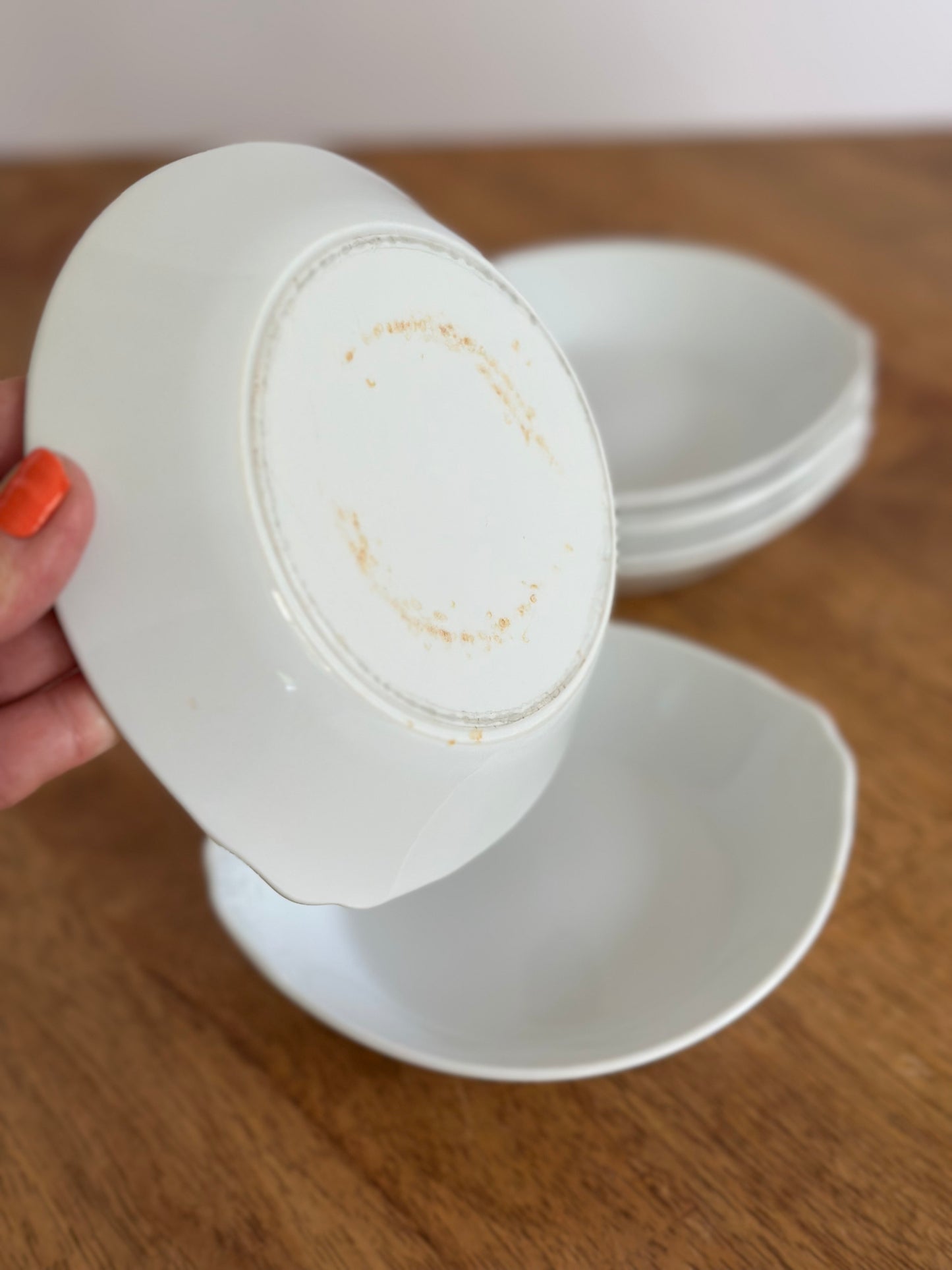 7 pc White Ceramic Bowl Set