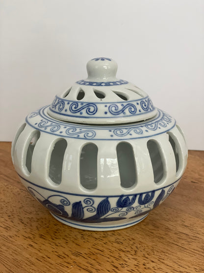 Blue & White Floral Potpourri Bowl