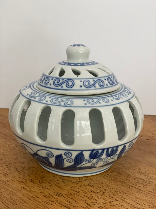 Blue & White Floral Potpourri Bowl