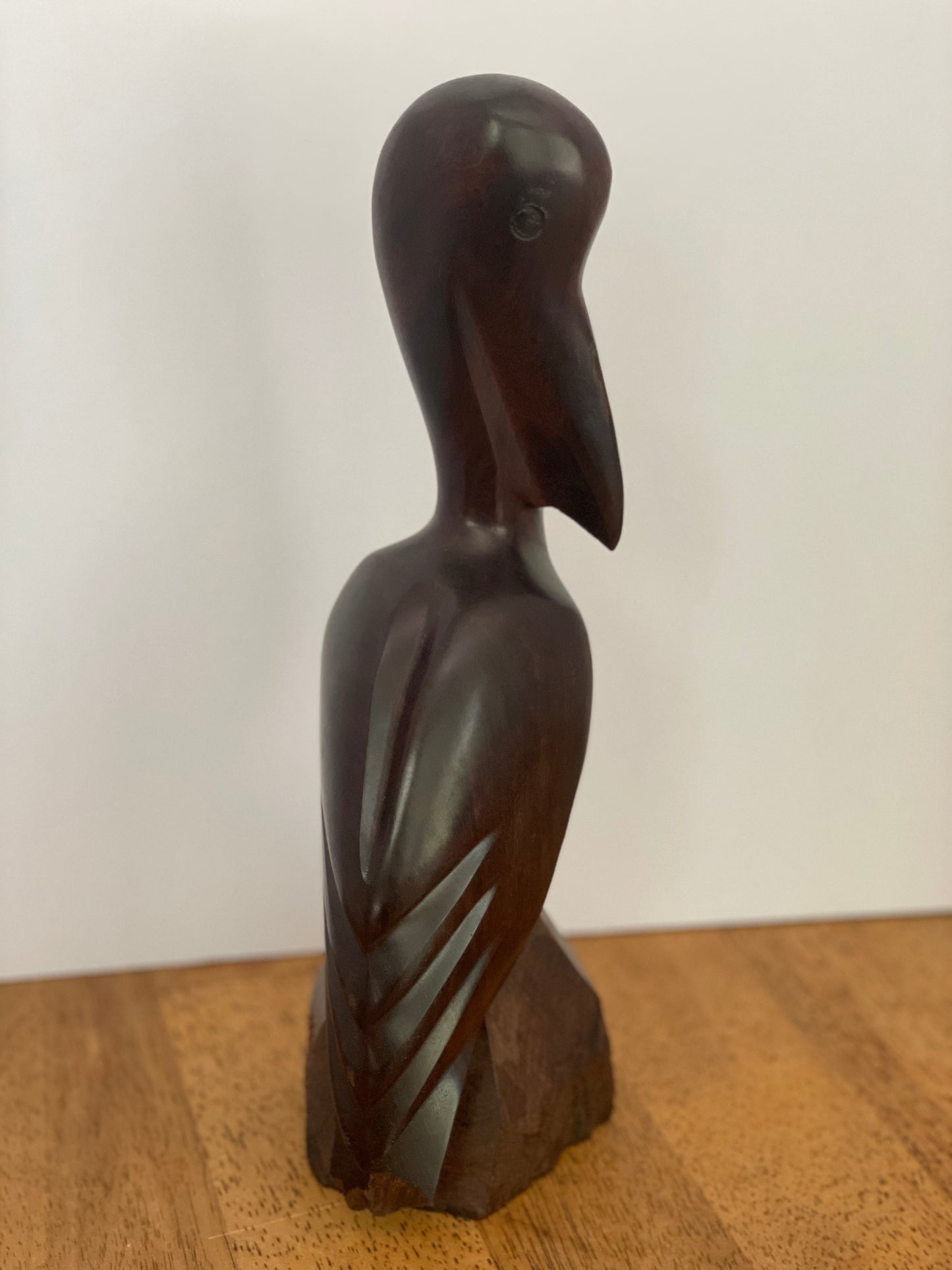 Hand Carved Wood Pelican Sculpture