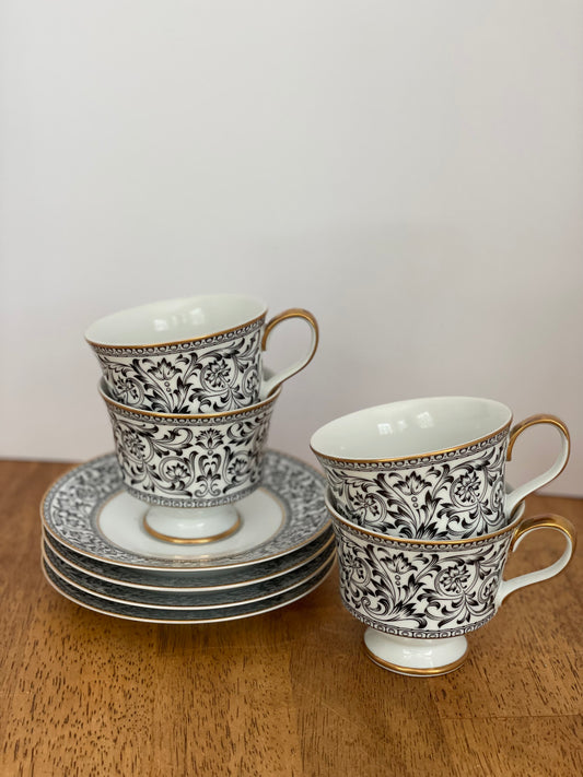 Sango Spanish Lace Tea Cup & Saucer Set (4)