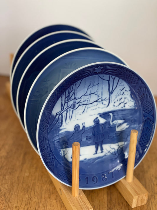 Vintage Bing & Grondahl Blue & White Porcelain Plates (5)