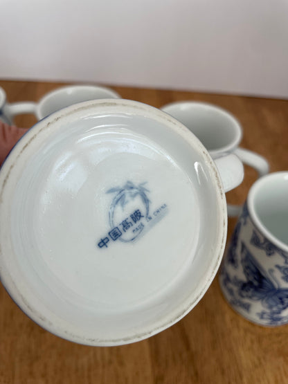 Blue & White Floral Coffee Mug Set (5)