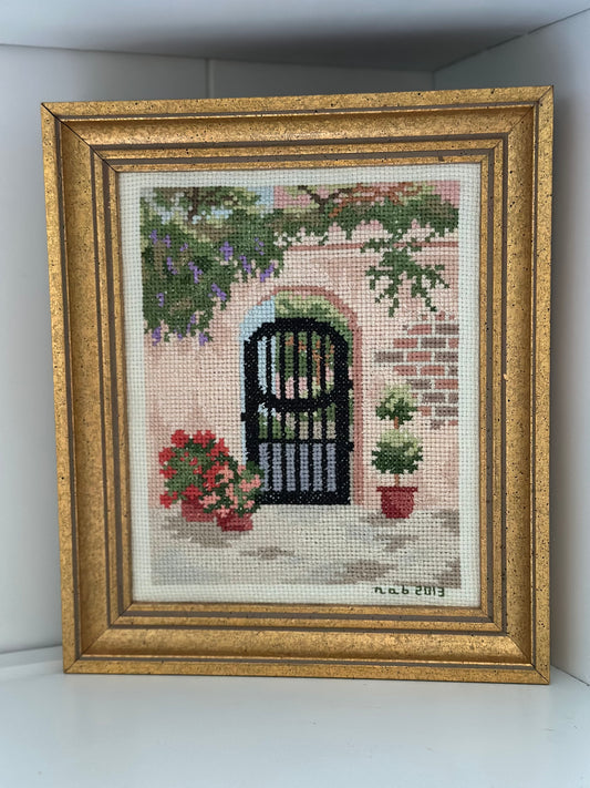 Vintage Gold Framed Cross-Stitch