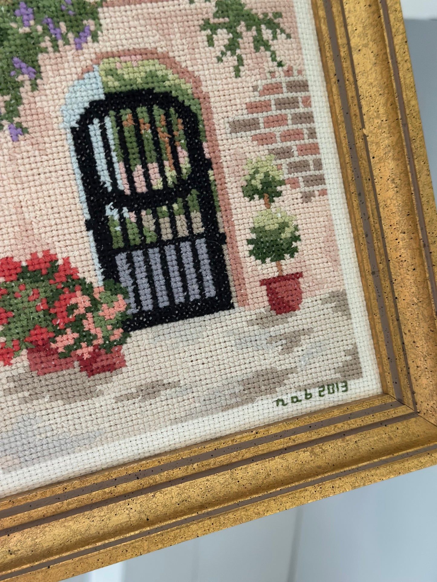 Vintage Gold Framed Cross-Stitch