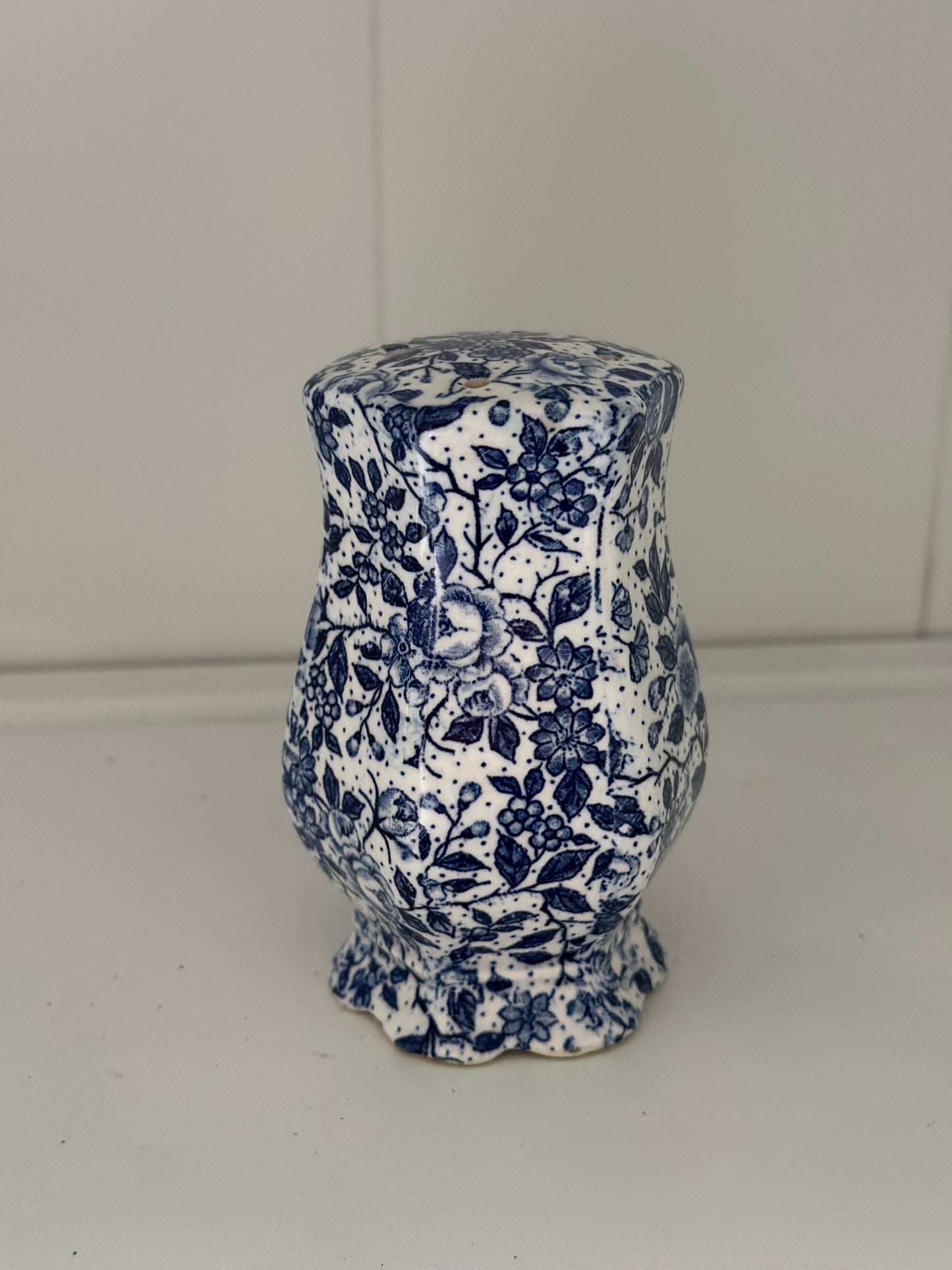 Vintage Blue & White Chintz Salt Shaker