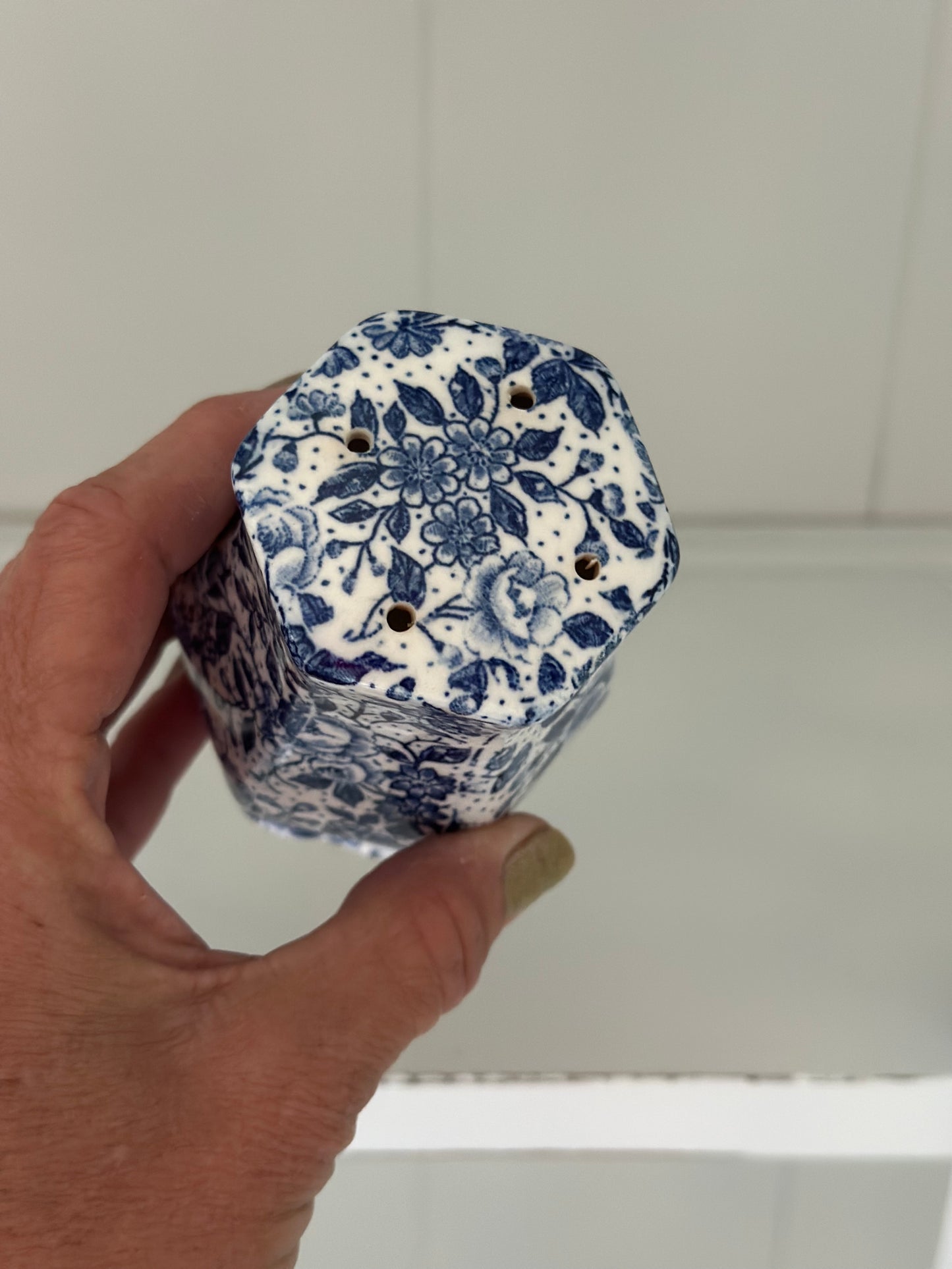 Vintage Blue & White Chintz Salt Shaker