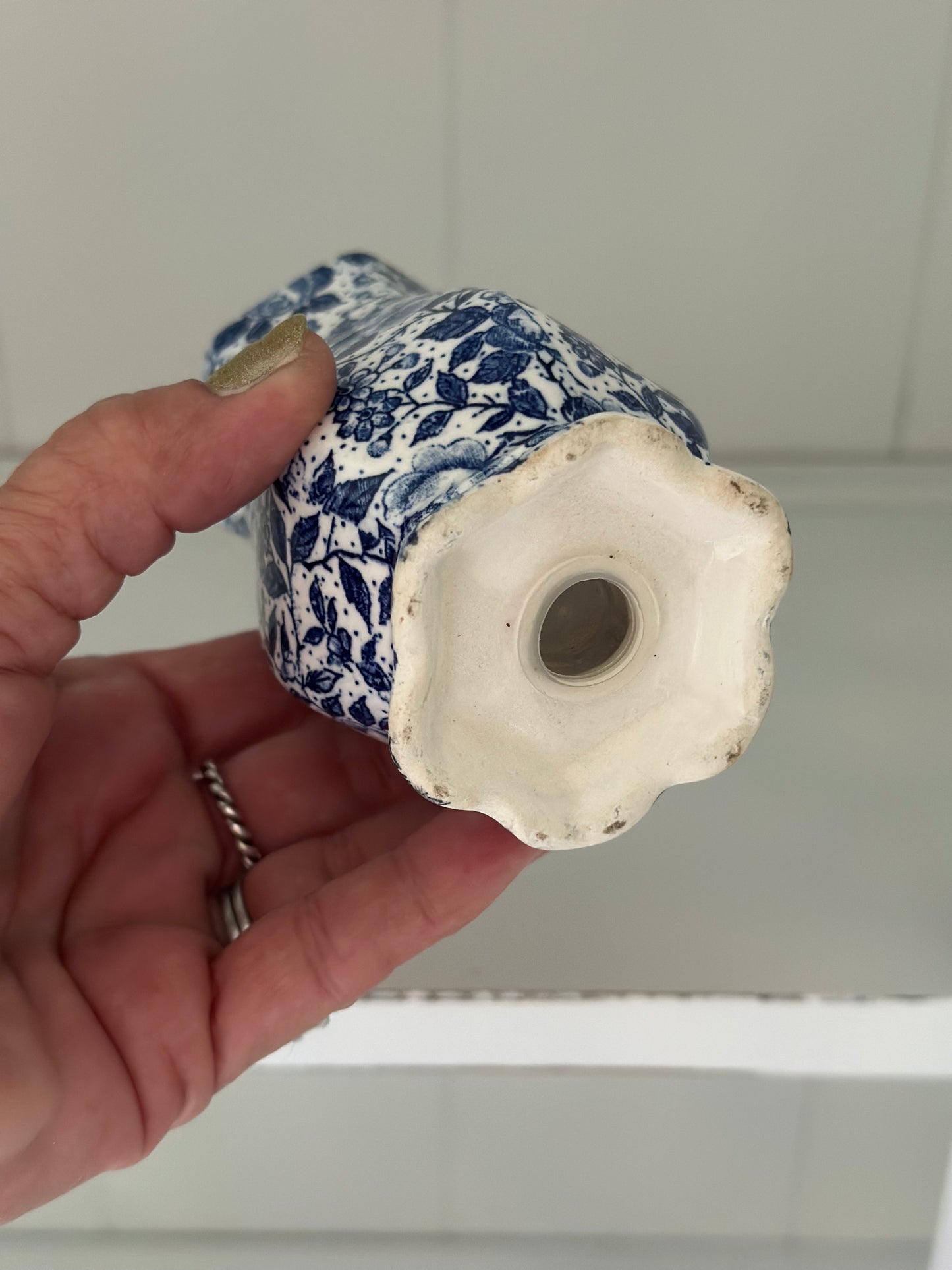 Vintage Blue & White Chintz Salt Shaker