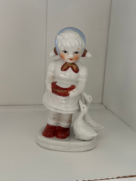 Vintage Girl/Goose Figurine