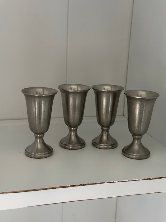 Pewter Footed Cordial Glasses (4)
