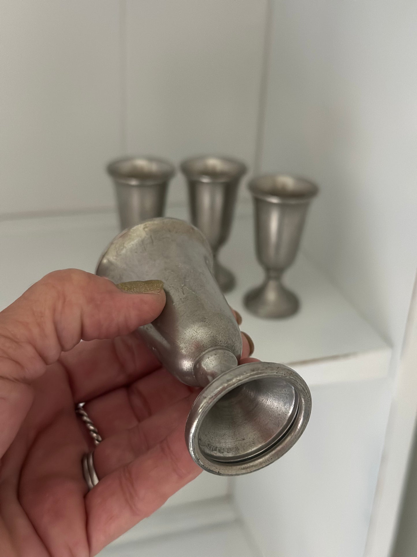 Pewter Footed Cordial Glasses (4)