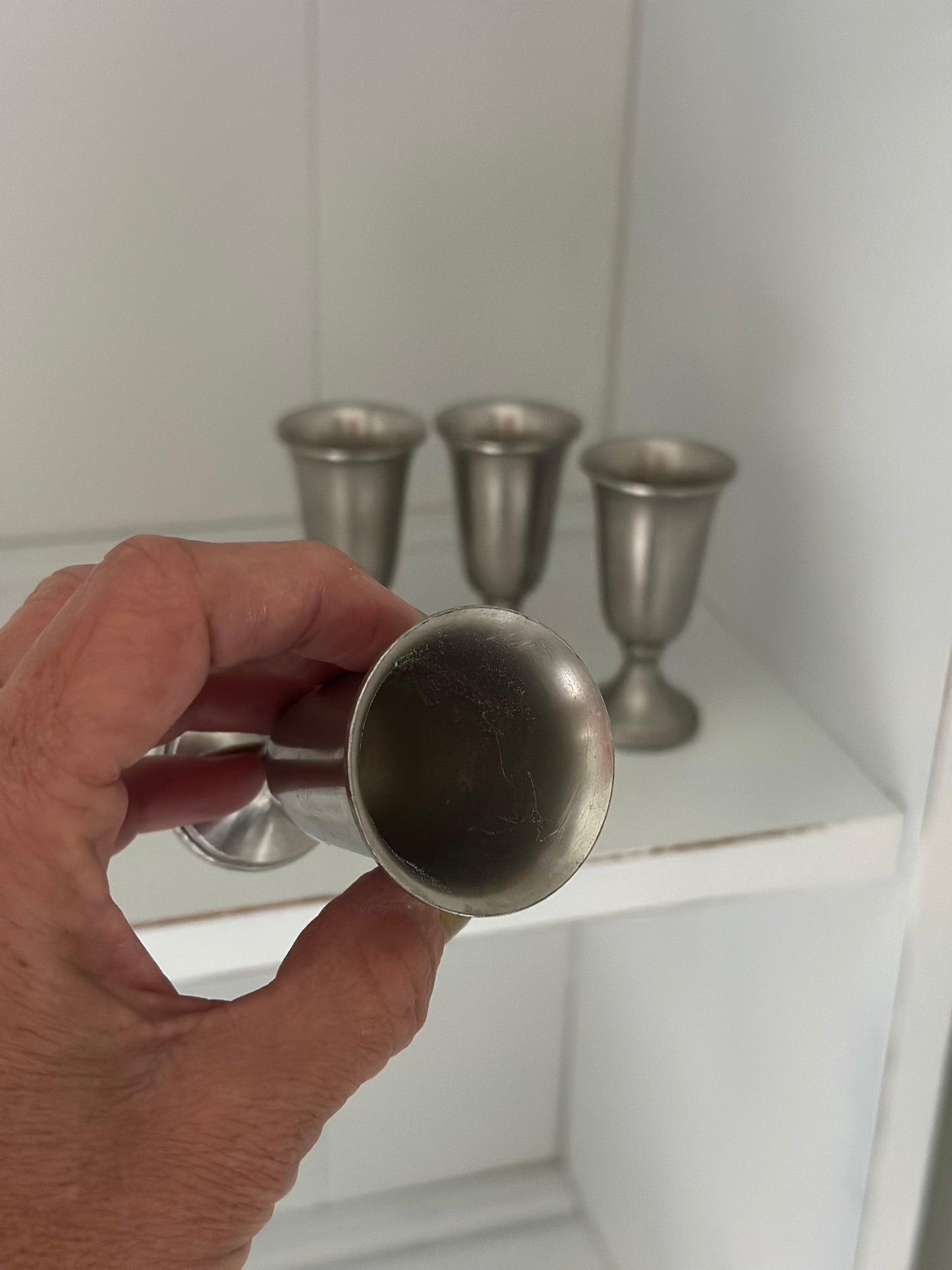 Pewter Footed Cordial Glasses (4)